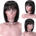 thumbnail image 3 of Peluca corta negra de Bob, peluca corta negra de Bob de las pelucas del cabello humano de 12 pulgadas diseñada a medida, 3 of 6