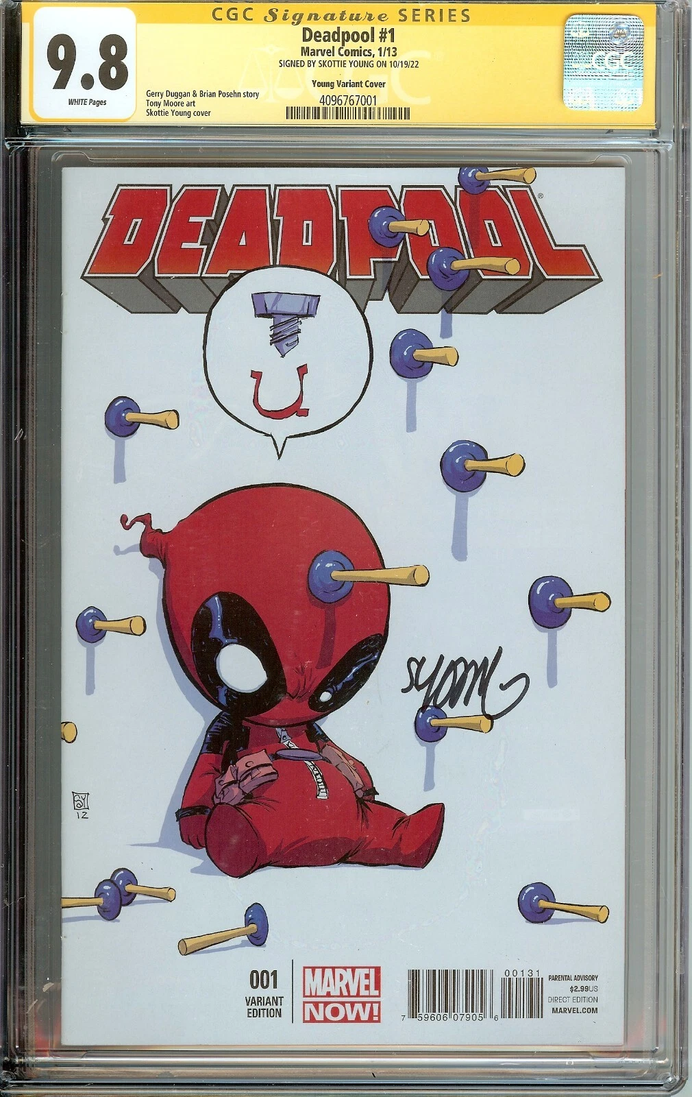 Deadpool #1 CGC 9.8 Signature Series Signed by Skottie Young – Baby Variant (Marvel, 2013)