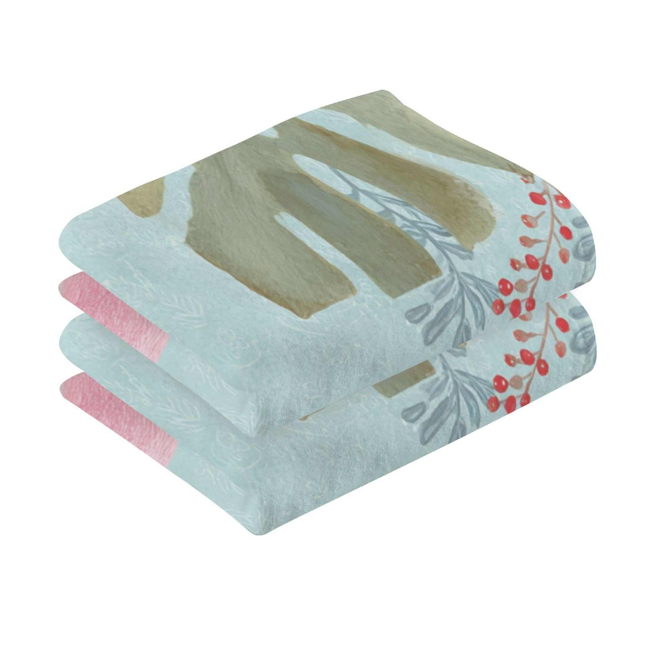 2 Pieces of Cotton Towel Face Towel Set Hand Towel Bath Towel Cotton Bath Towel Sets Pink Flamingo