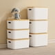 thumbnail image 3 of Caja de almacenamiento de plástico con cubierta de bambú para sala de estar, caja de almacenamiento para cosméticos, artículos diversos, dormitorio, caja de almacenamiento para ropa, caja de ajuste, 3 of 6