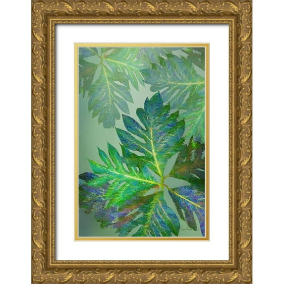 Murdock, Ramona 17x24 Gold Ornate Wood Framed with Double Matting Museum Art Print Titled - Tropical Leaves III
