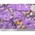 thumbnail image 3 of Soimoi Purple polyester Crepe Fabric Fish,Bird & Yacht Bird Decor Fabric Printed BTY 52 Inch Wide, 3 of 3