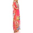 thumbnail image 3 of Sakkas Milanna Women's V neck Short Sleeve Vibrant Print Caftan Dress Cover-up - Print-5 - One Size, 3 of 5