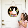 thumbnail image 4 of YWIYIUD 1PC Easter Wreath Rabbit Wooden Front Door Wreath 12 Inch, Easter Rabbit Eggs Wooden Sign, Round Easter Hanging Sign for Holiday Home Door Wall Farmhouse Decorations Indoors Outdoors, 4 of 9