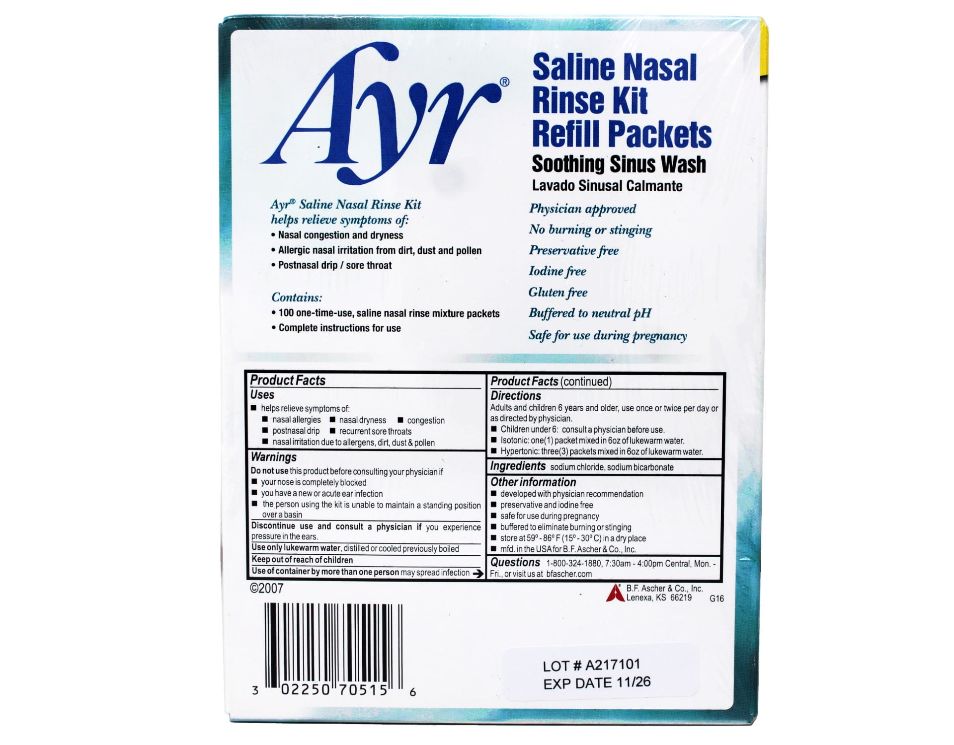 (2 pack) Ayr Sinus Rinse Kit Refill Packets - 100 Count