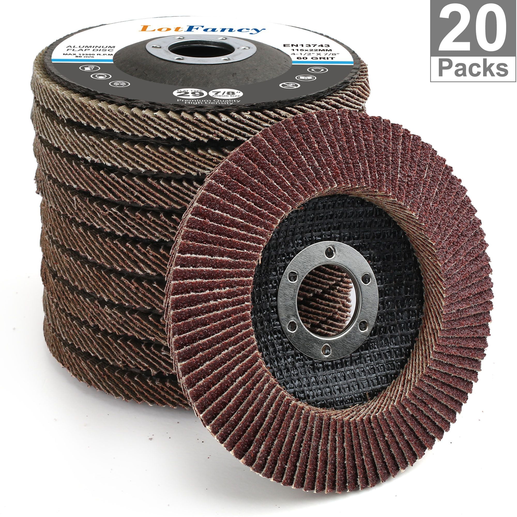 10pc 4-1/2" 40 Grit Flat Aluminum Oxide Flap Disc Grinding Wheel Sanding Disc