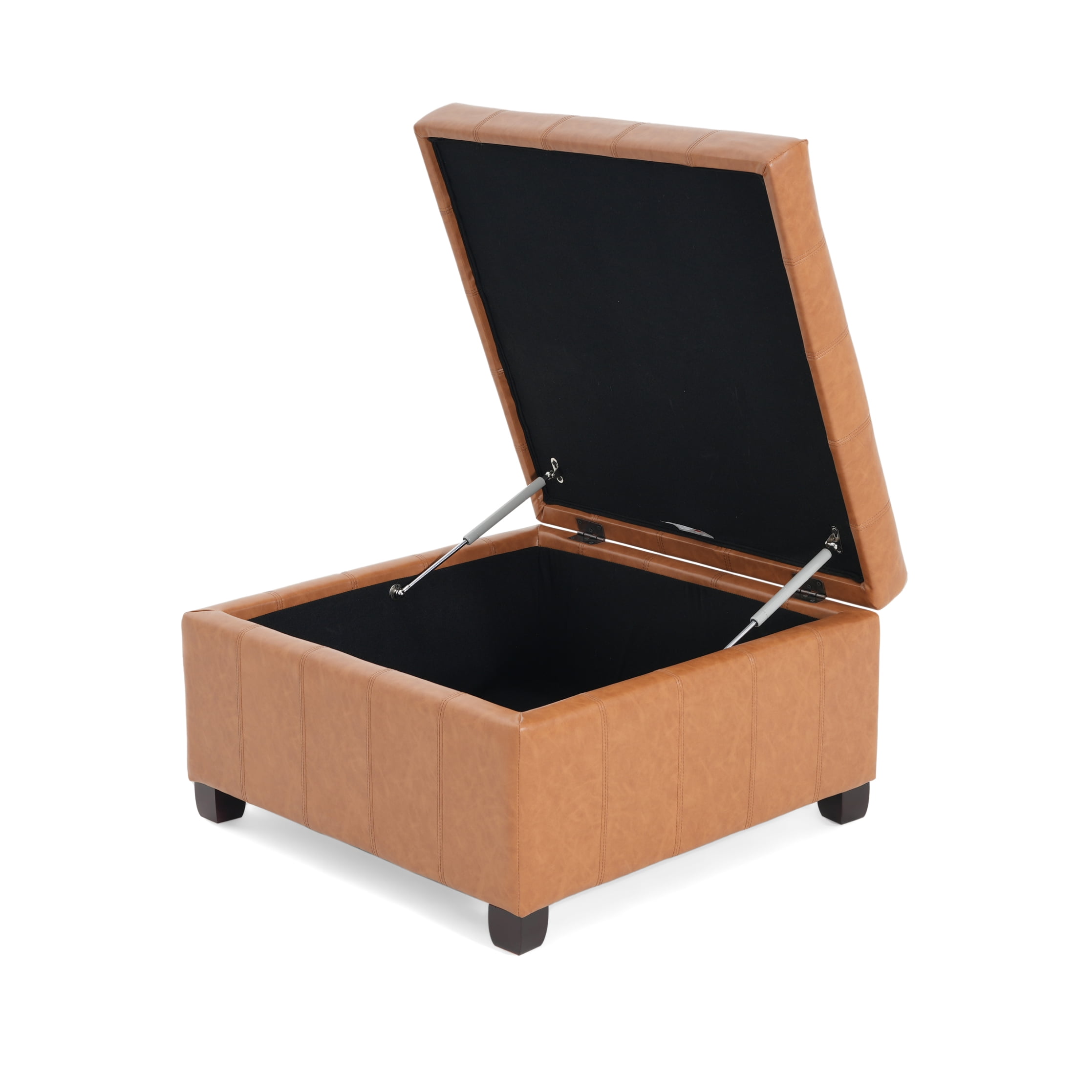 Christopher Knight Home Contemporary 31” Tufted PU Storage Ottoman, Waffle Stitch, Light Brown