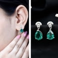thumbnail image 3 of Rosec Jewels Lab Grown Emerald Teardrop Earrings for Women (3.4 Carat, AAAA Quality) - Certified Emerald Diamond Earrings, 925 Sterling Silver, 3 of 8