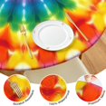 thumbnail image 4 of Colorful Rainbow Tie Dye Spiral Pattern Round Fitted Tablecloth with Elastic Edge,Dining Table Cover Waterproof,Outdoor Round Tablecloth for Camping,Dining,Indoor and Outdoor, 4 of 7