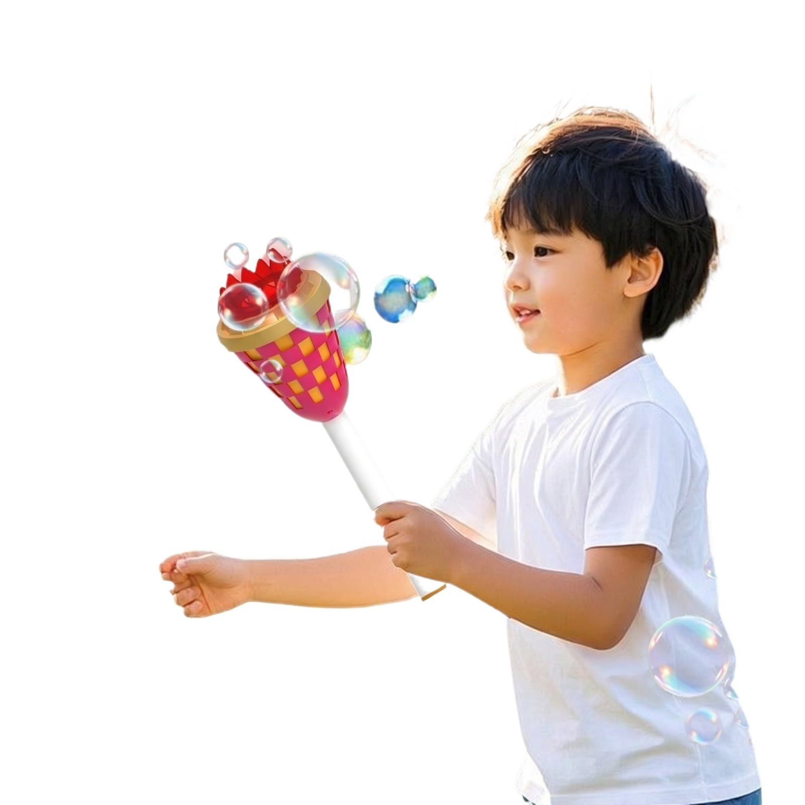 Handheld Torch Bubble Blowing Machine with Lights and Automatic Bubble Maker, Outdoor Bubble Wand with 100ml Solution and ABS Design for Party Activities