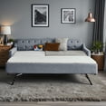 thumbnail image 2 of Tcbosik Twin Size Daybed with Trundle and USB Port, Linen Fabric Upholstered Sofa Bed with Wood Slats Support for Small Space, Grey, 2 of 10