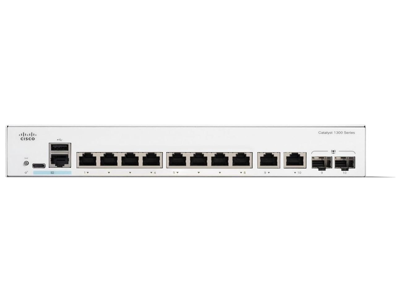 Cisco Catalyst C1300-8T-E-2G Ethernet Switch 10 Ports - Manageable - Gigabit Ethernet - 10/100/1000Base-T, 1000Base-X - 3 Layer Supported - 2 SFP Slots - 10.65 W Power Consumption