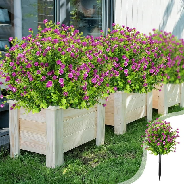 Artificial Fake Flowers For Outdoor Outside Decor Bundles Faux Plants Silk Realistic Flower Look Real Plastic Decorations For Porch