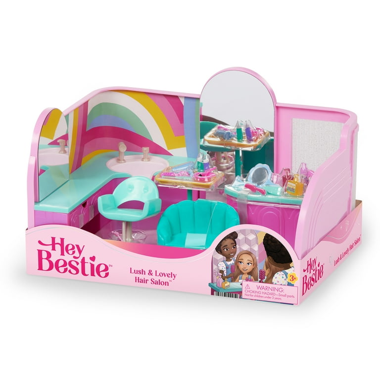 Hey Bestie Lush & Lovely Hair Salon Playset for Small Dolls with