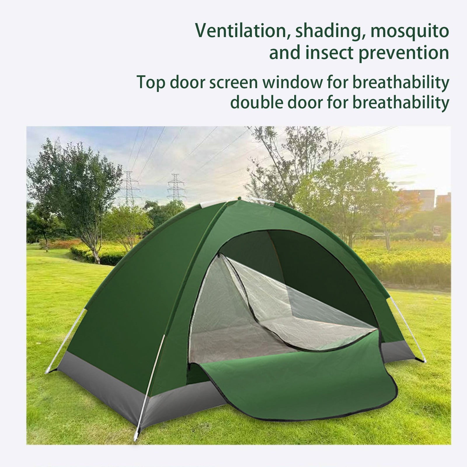 Begzeat Beach Tent Sun Shelter, Beach Shade Tent with UPF 50+ UV Protection for 2-3 Person, Portable & Easy Setup Cabana Beach Tent, 1 Roll Up Doors & 8mm Fiberglass Rods, Comes with a moisture-proof