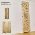 thumbnail image 5 of 66.9Inch Folding Room Divider, 3 Panels Wood Carved Privacy Screens, Free Assembled Freestanding Partition for Home Office Restaurant Bedroom (Natural), 5 of 16
