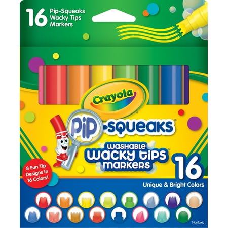 Crayola Pip-Squeaks Mini Wacky Tips Washable Markers, 16 Count