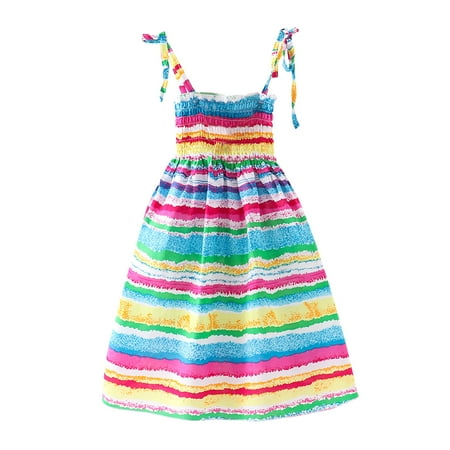 

TAIAOJING Tutu Tulle Dress For Baby Girl Toddler Kids Floral Bohemian Rainbow Flowers Sleeveless Straps Princess Dresses 8-9 Years