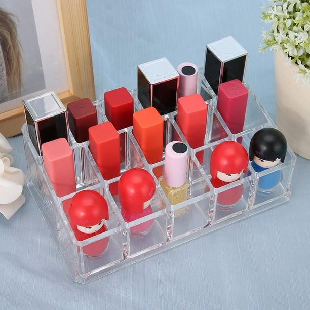 Caja de esmalte de uñas BuyWeek 16 rejillas acrílico transparente