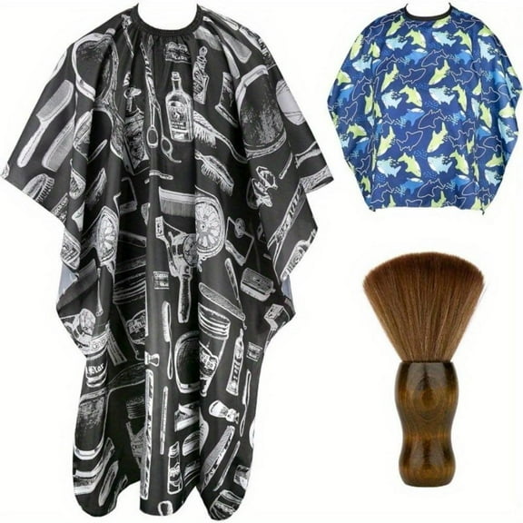 Hair Cutting Barber Cape 2 pack Professional Haircut Salon Cape for Men Women with Neck Duster Brush