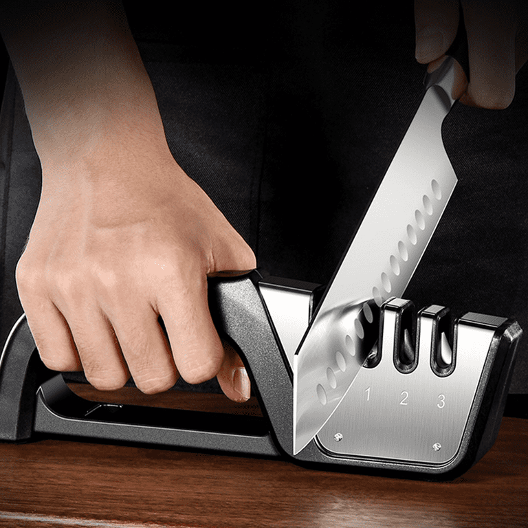 Knife Sharpener, 4-in-1 Kitchen Knife Accessories, Manual Knife&Scissor  Sharpener, Handheld House knife sharpener for All Sized Household Knives  and