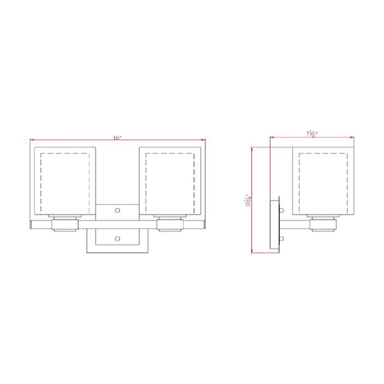 Design House Oslo Traditional 2-Light Indoor Dimmable Wall Light with Double Glass Shades, Satin Nickel