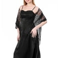 thumbnail image 3 of CENL Wedding Wrap Shawl Tulle Lace Sheer Party Evening Long Shawl Scarf Tassels Proms, 3 of 9