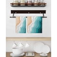 thumbnail image 3 of Turquoise Coastal Beach Kitchen Dish Towels for Drying Dishes Set of 4, Modern Ombre Sea Waves Art Waffle Weave Microfiber Terry Hand Tea Bathroom Towels Quick Dry & Absorbent Towel 15.7x23.6, 3 of 7
