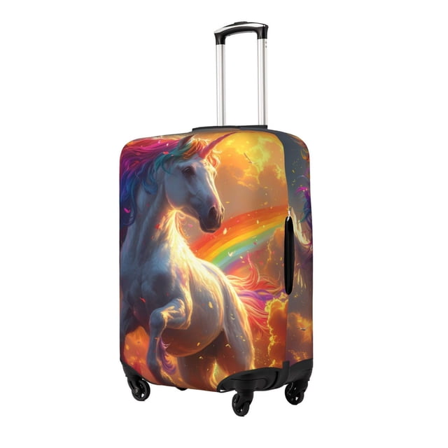 Fotbe Rainbow Sunset Cloud White Horse Funda Protectora para Equipaje, Antirrayones y Resistente a la Suciedad, Compatible con Maletas de 18 a 32 Pulgadas-Small