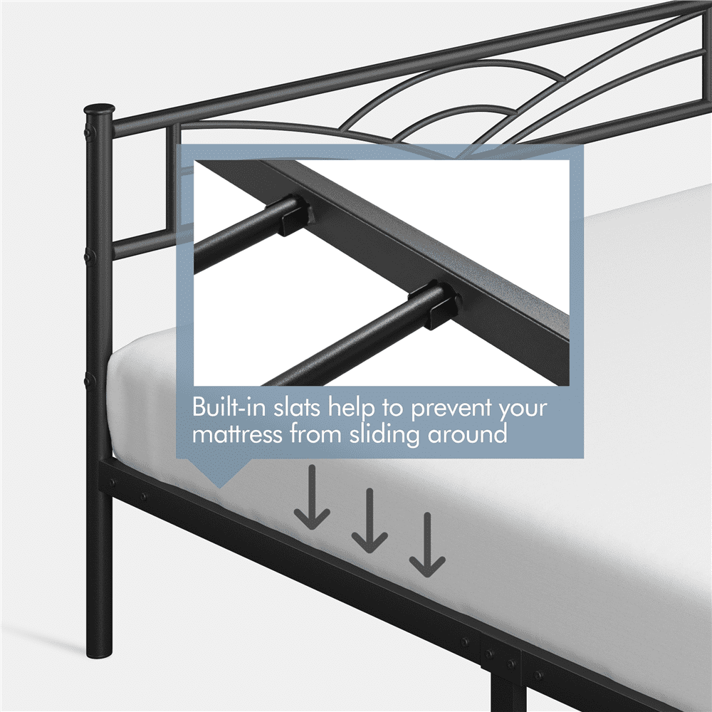 Renwick Skylar Cloud-Inspired Design Metal Platform Bed, Queen, Black, Adult