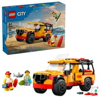 LEGO City Lifeguard Beach Rescue Truck Toy - Building Toy for Kids, Boys and Girls, Ages 6 - Includes 2 Minifigures, Shark Toy - Gift for Beach-Loving Kids - 60453