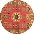 thumbnail image 1 of Ahgly Company Indoor Round Geometric Brown Traditional Area Rugs, 5' Round, 1 of 4