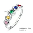 thumbnail image 4 of 925 Sterling Silver Personalized Promise Rings with 5 Simulated Birthstone Customized Engraved 5 Names Engagement Rings for Women, 4 of 5