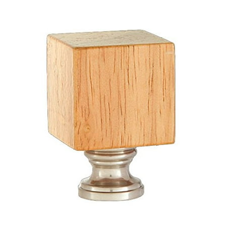 - Wooden Cube Design, Oak Finish Finial, Satin Nickel Brass Base, Wooden Cube Design, Oak Finish Finial, Satin Nickel Brass Base By B&P Lamp