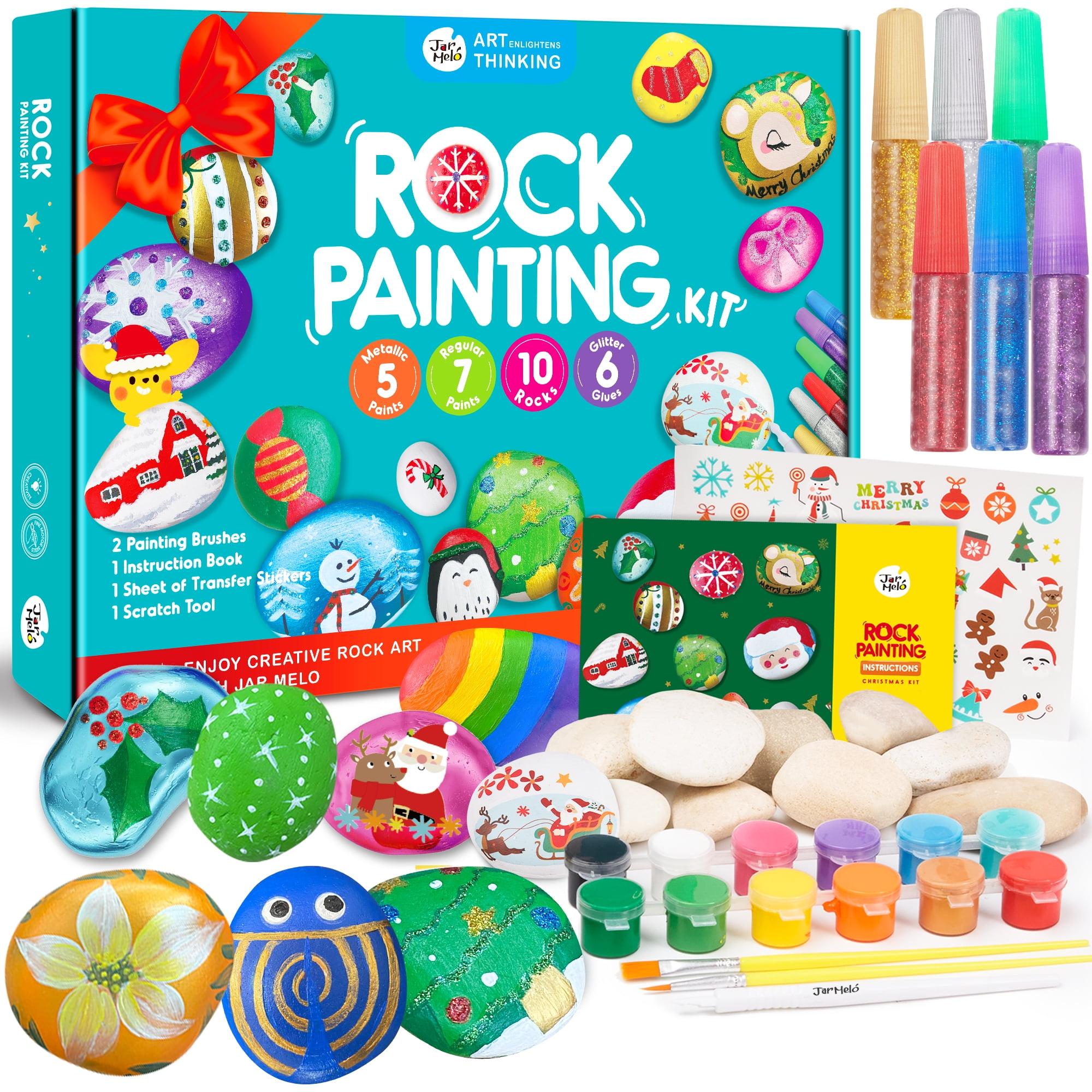 Glow In The Dark Rock Painting Kit for Kids - Arts and Crafts for Girls  Boys Ages 6-12 - Art Craft Kits Paint Set - Supplies for Painting Rocks -  DIY Gift Ideas Activities Age 4 6 7 8- 12 9-12