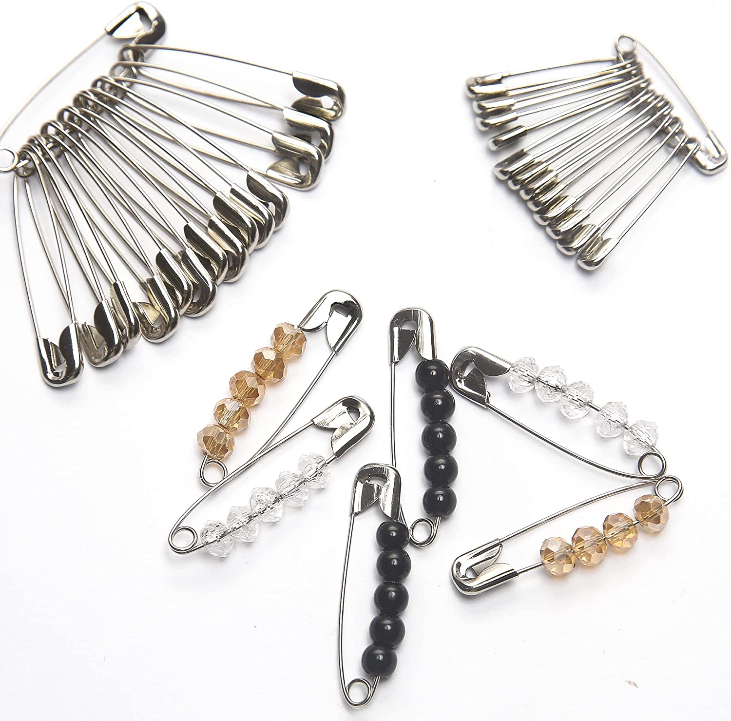250 Pack Safety Pins by , 4 Assorted Sizes of Durable, Silver Small and Large Safety Pins Bulk, Rust-Resistant Nickel Plated Steel, Sharp Edge Pins for Clothes, Sewing, Arts & Craft