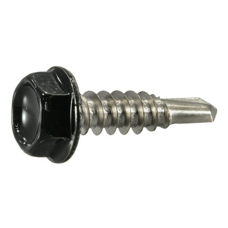 

#10-16 x 3/4 Black 410 Stainless Hex Head Self-Drilling Screws (12 pcs.)