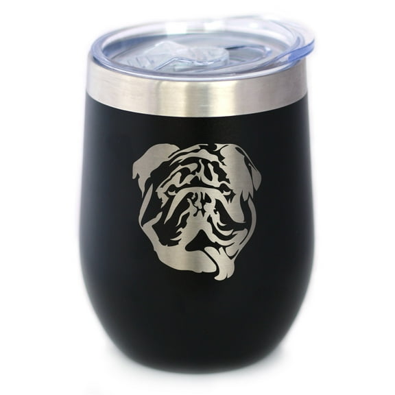Bevvee Insulated Wine Tumbler 12 oz English Bulldog Face English Bulldog Owner Gifts Tumblers