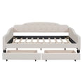 thumbnail image 5 of Tcbosik Upholstered Daybed with 2 Storage Drawers, Full Size Linen Fabric Sofa Bed for Living Room, Guest Room, Bedroom, Space Saving, Easy Assembly, Beige, 5 of 10