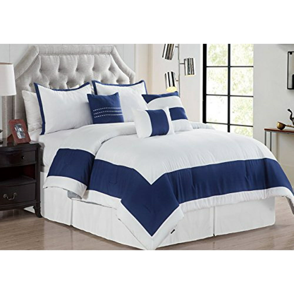 Empire Home 7 Piece Solid Soft Oversized Comforter Set 21210 (White