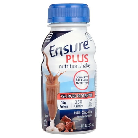 Ensure Plus Meal Replacement Nutrition Shake, Milk Chocolate, 16g Protein, 8 fl oz - 6 Pack
