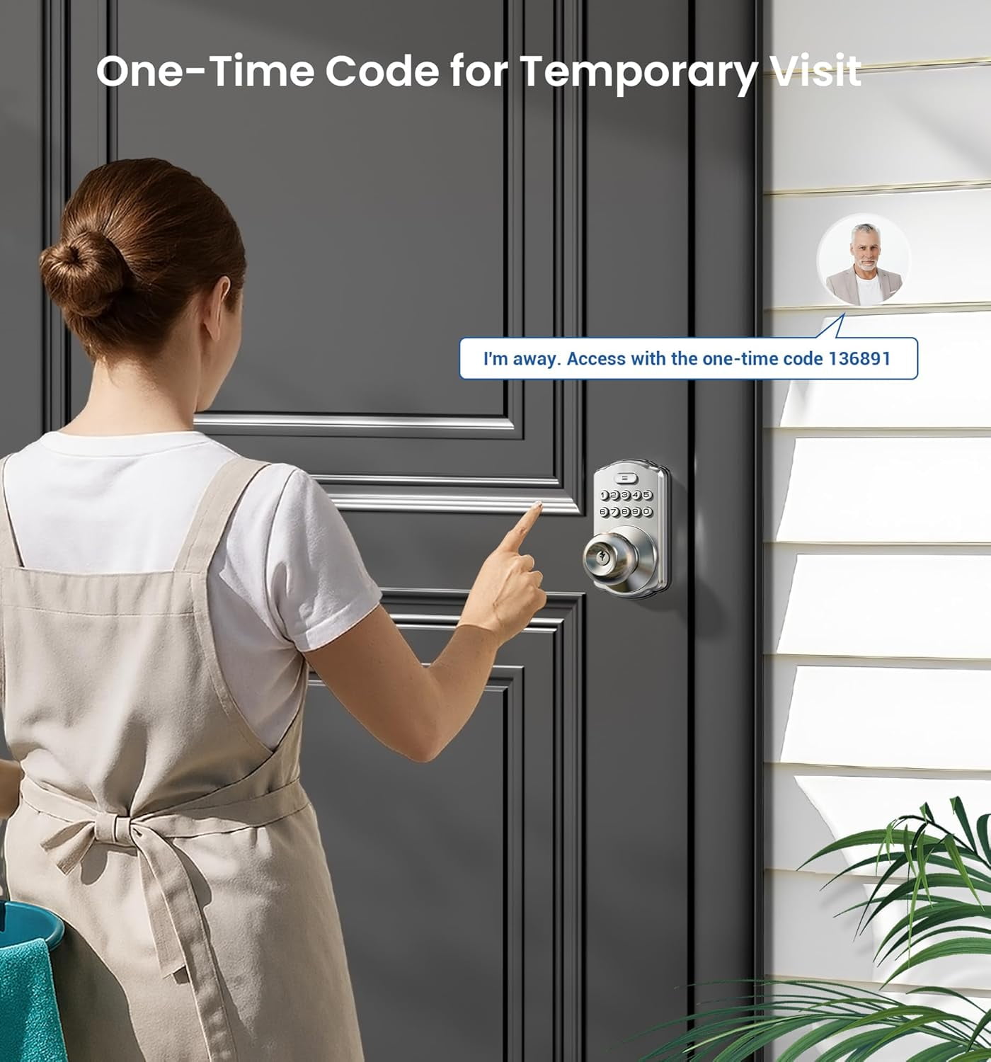 Veise Keypad Door Knob Lock, Keyless Entry Digital Lock for Front Door & Bedroom, Aluminum Metal Satin Nickel