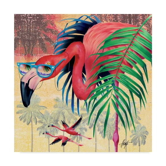 Trademark Fine Art 'Cool Flamingoes' Canvas Art by James Mazzotta
