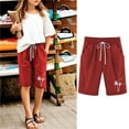 thumbnail image 2 of FAIWAD Shorts for Girls Summer Casual Breathable Linen Shorts Drawstring Elastic Waisted Knee Length Pants for Kids 3-13Y, 2 of 6