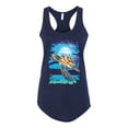 thumbnail image 2 of Swimming Sea Turtle Animal Lover Ladies Racerback Tank Top, Navy, Small, 2 of 3