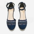 thumbnail image 3 of Dream Pairs Women's Comfort Wedge Espadrilles Sandals Ankle Strap Close Toe Platform Shoes Amanda-2 Navy Size 6, 3 of 5