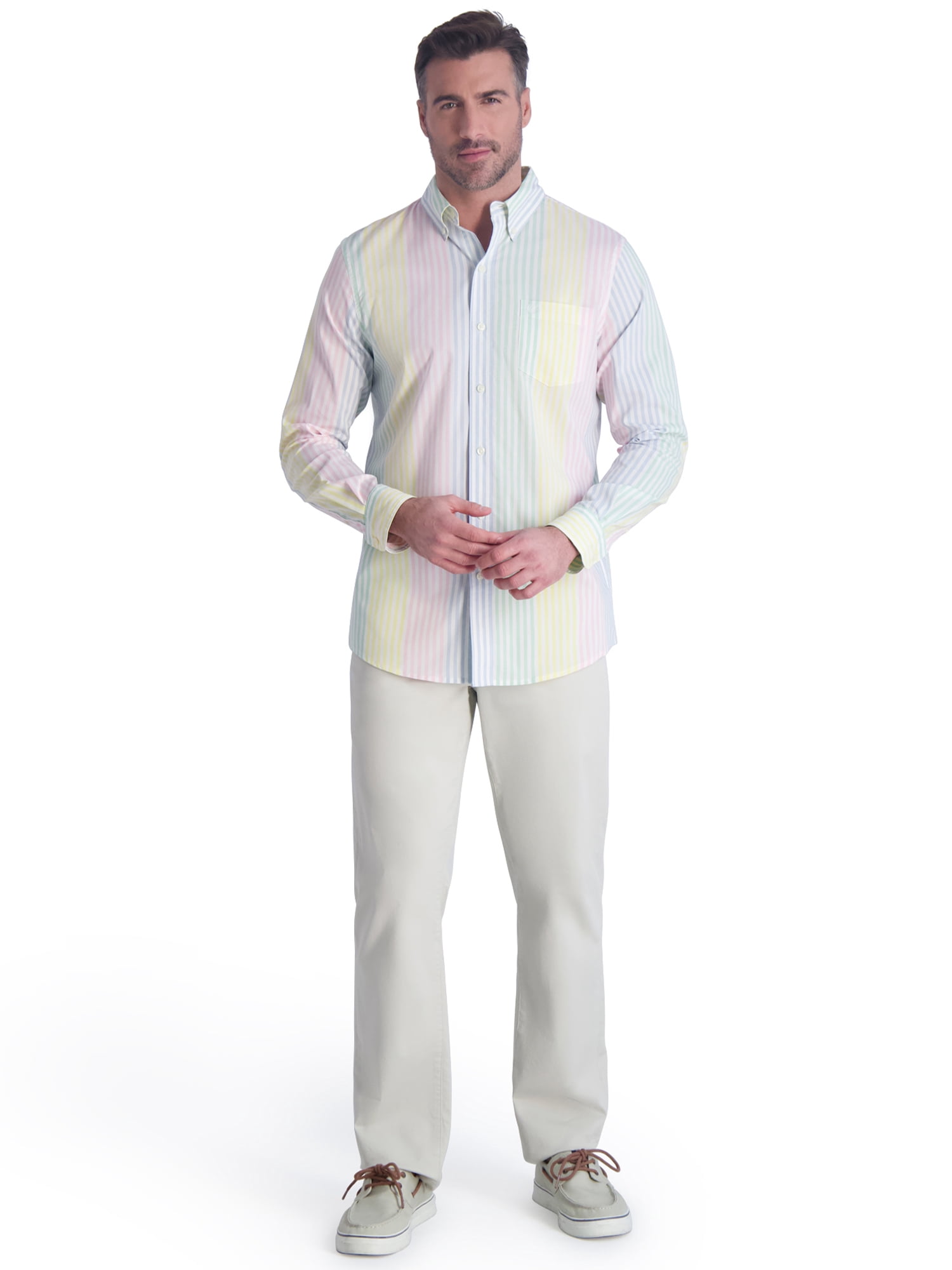 Chaps Men's & Big Men's Seacoast Wash Button Down Oxford Shirt with Long Sleeves, Sizes S-2XL