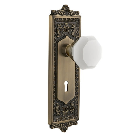 Nostalgic Warehouse Eadwaw_Dd_Na_Kh Egg & Dart Solid Brass Rose Dummy Door Knob Set -