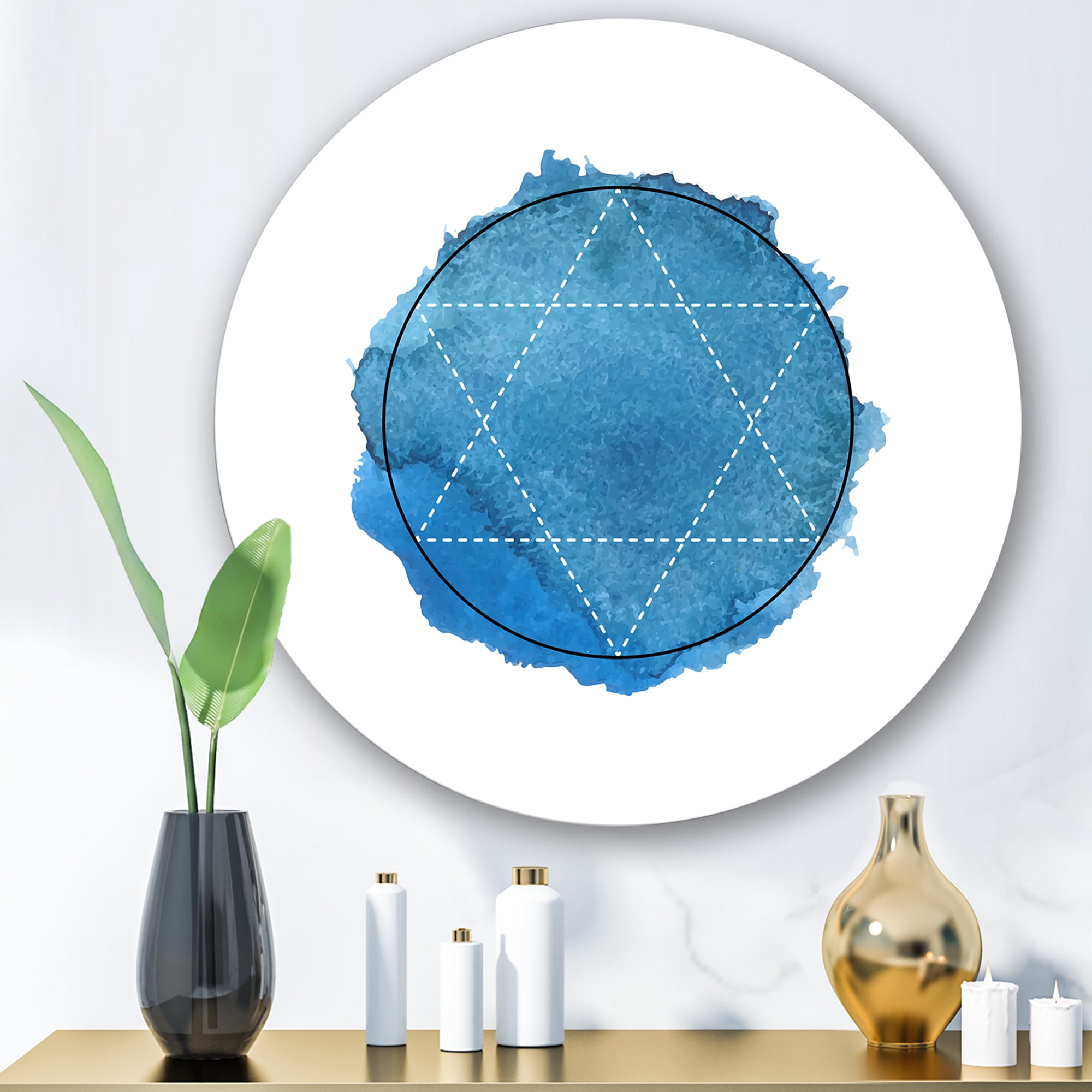 Designart 'Sacred Geometry and Symbol of Alchemy III' Bohemian & Eclectic Circle Metal Wall Art 23x23 - Disc of 23