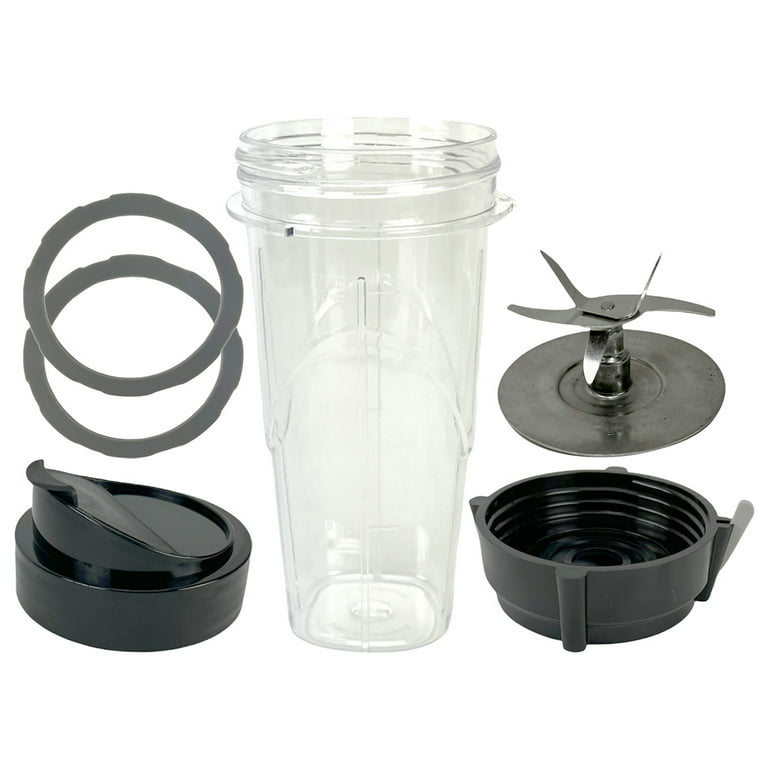 24 oz Cup with Lid, Stainless Steel Blade, Jar Bottom Cap and 2